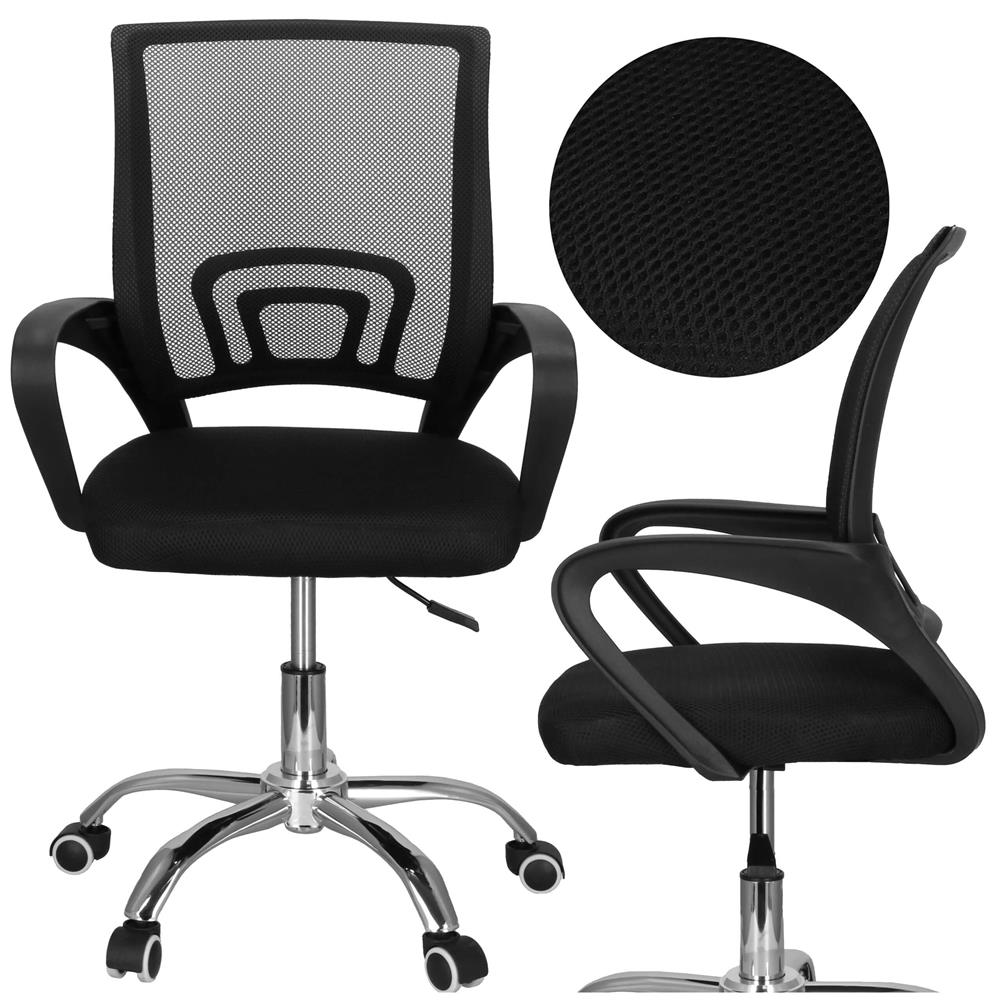 Scaun birou reglabil, ergonomic, cu brate, 87-96x54x59 cm, negru