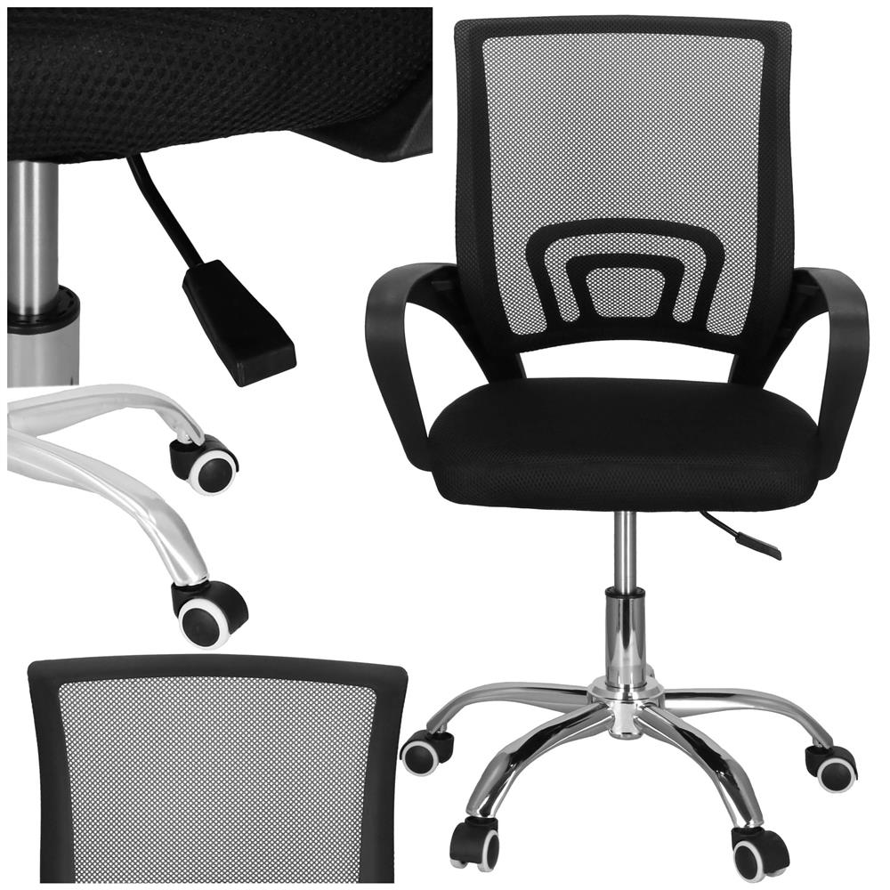 Scaun birou reglabil, ergonomic, cu brate, 87-96x54x59 cm, negru
