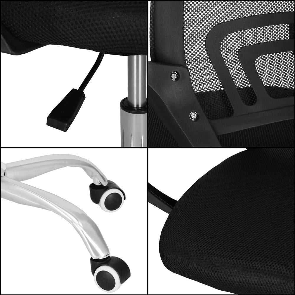 Scaun birou reglabil, ergonomic, cu brate, 87-96x54x59 cm, negru