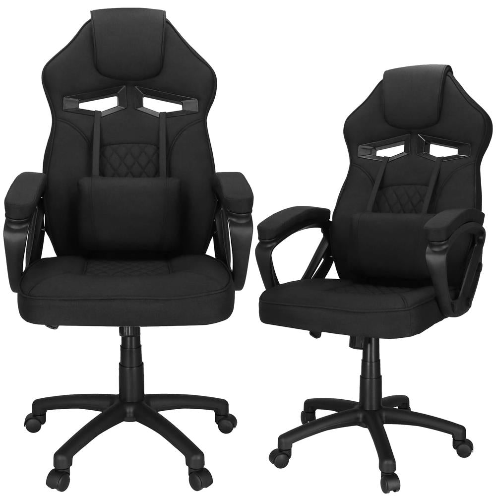 Scaun de birou ergonomic cu reglaj pe inaltime, functie de balans si perna lombara, 59x52x125 cm, negru