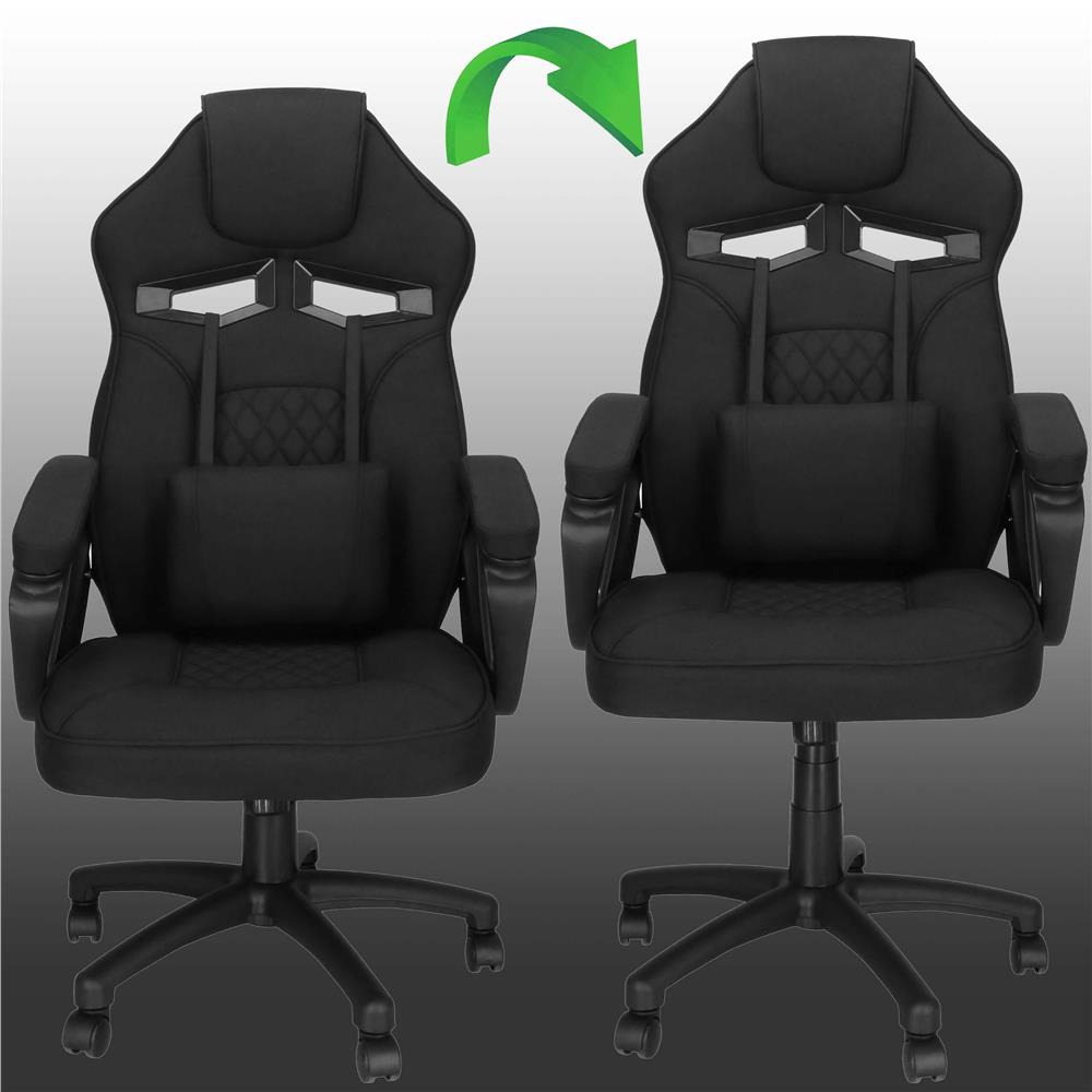 Scaun de birou ergonomic cu reglaj pe inaltime, functie de balans si perna lombara, 59x52x125 cm, negru