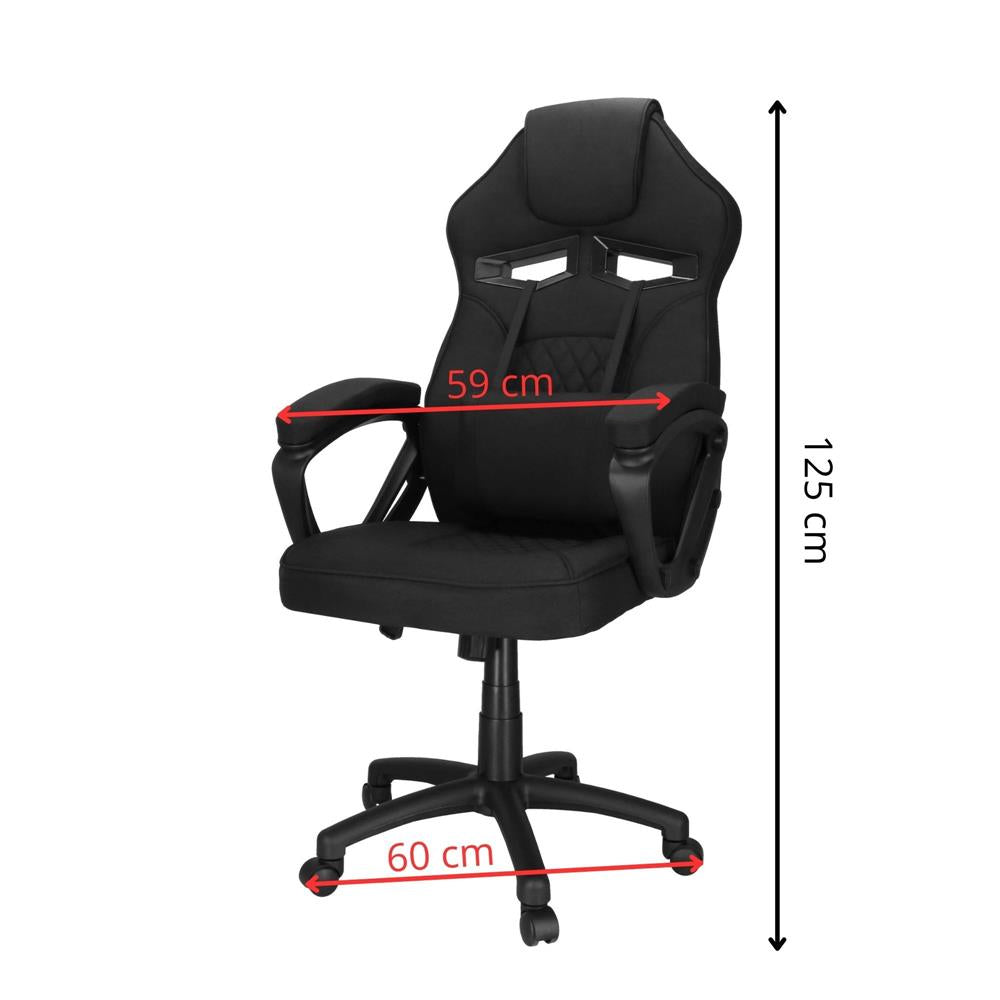 Scaun de birou ergonomic cu reglaj pe inaltime, functie de balans si perna lombara, 59x52x125 cm, negru