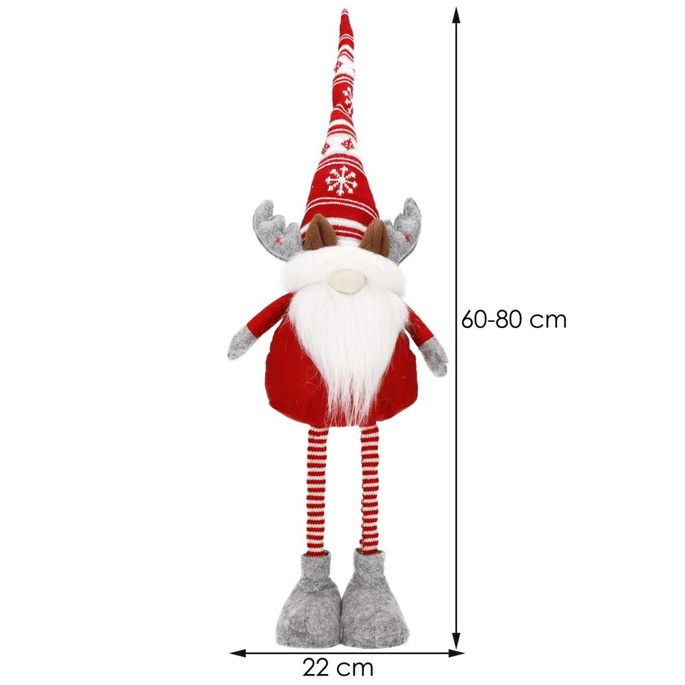 Figurina Craciun, Spiridus, picioare telescopice, inaltime extensibila 60-80cm