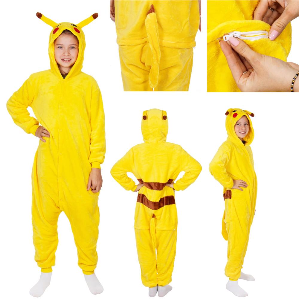 Pijama tip salopeta pentru copii, model Pikachu, marime 130-140 cm