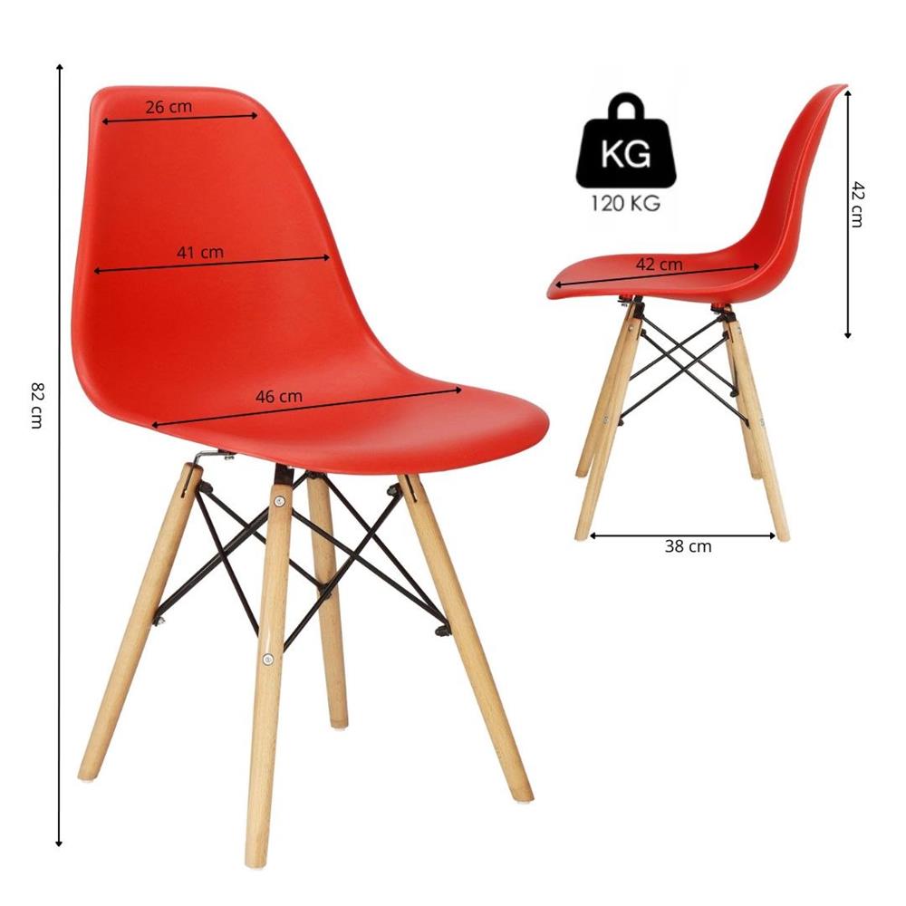 Scaun dining Scandinav pentru bucatarie, 38x42x82cm, rosu