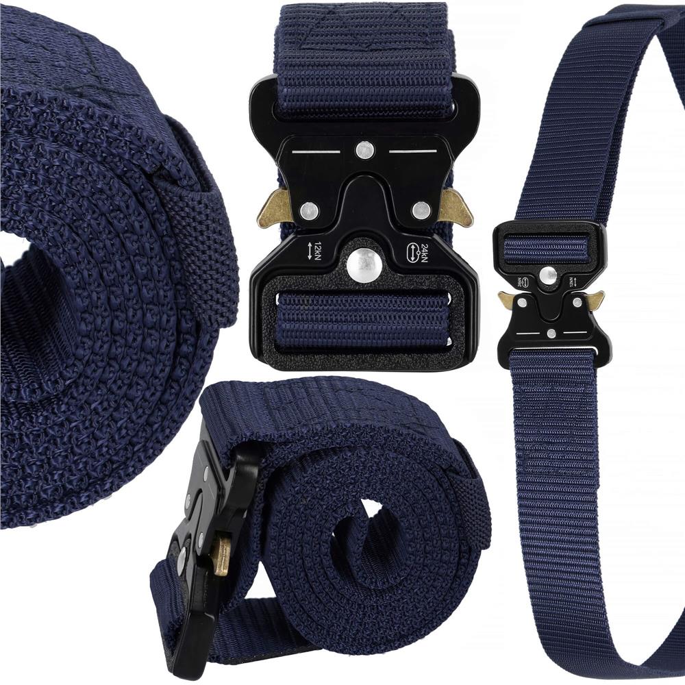 Curea centura Tactical Combat pentru barbati 3.5 x 125 cm, rezistent, albastru inchis