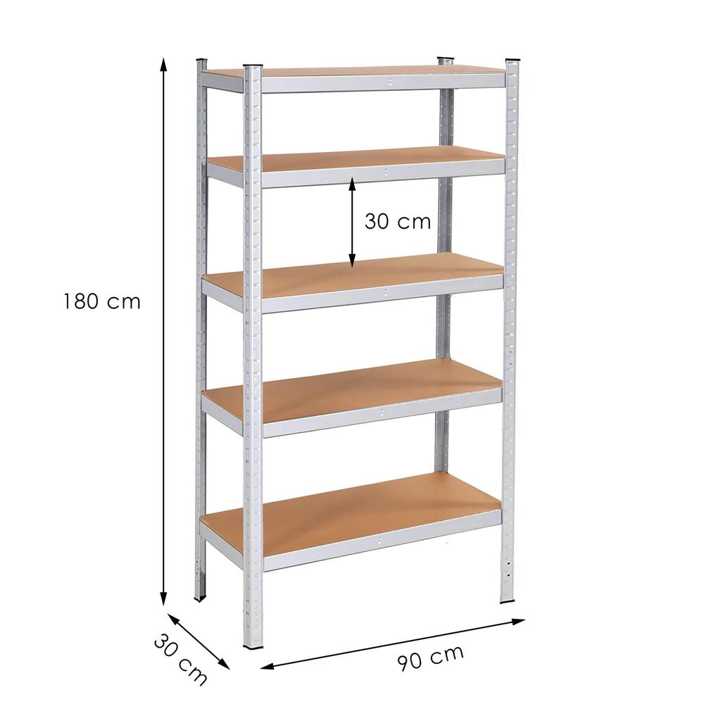 Raft cadru metalic modular pentru depozitare, 5 polite, 180x90x30cm, sarcina 875kg