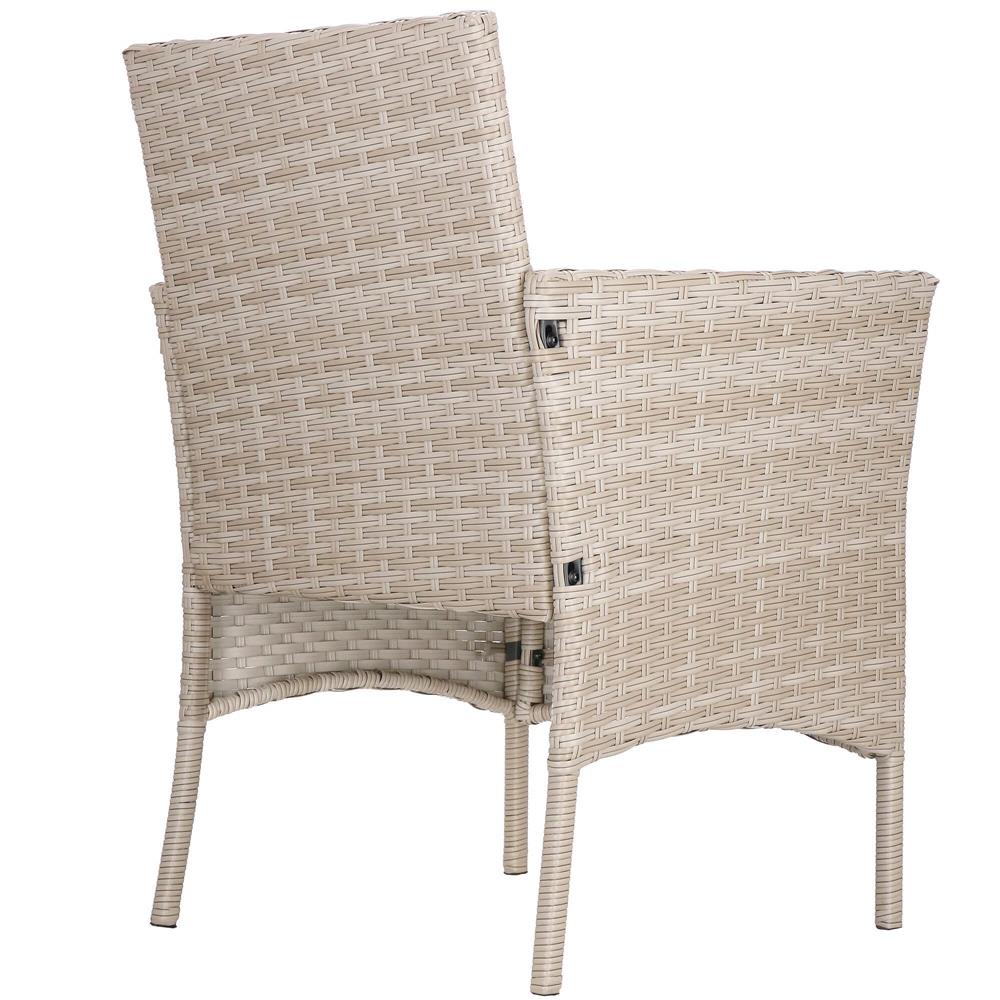 Set mobilier terasa, din tehnorattan, masa cu blat sticla securizata, 2 fotolii cu perne, bej