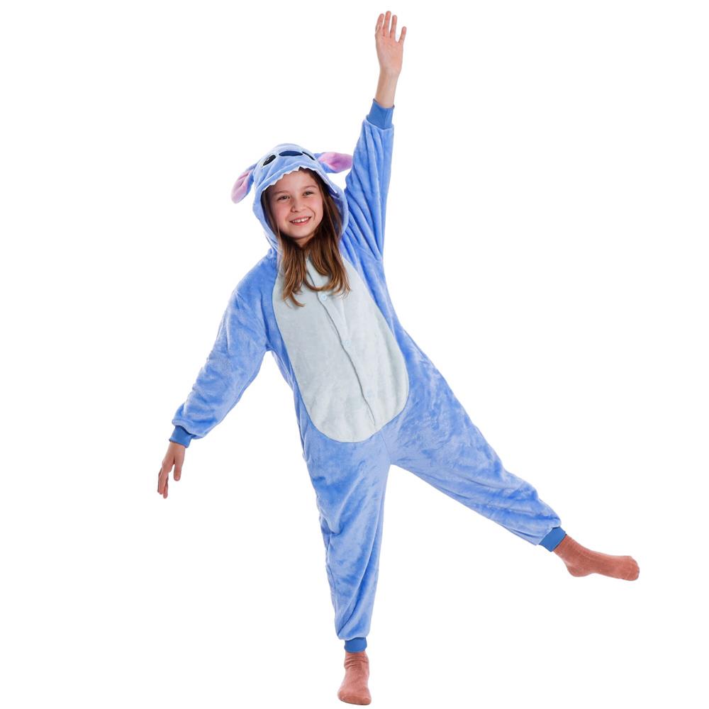 Pijama tip salopeta pentru copii, model stitch, marime 120-130cm