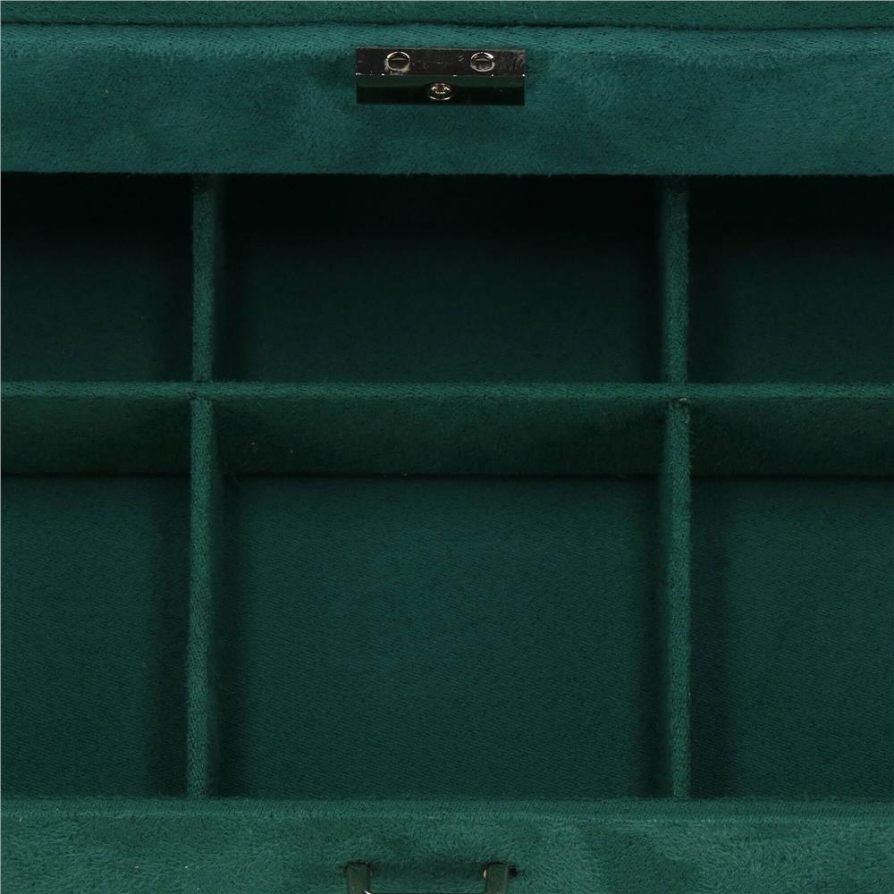 Cutie depozitare si organizare bijuterii, velur, 27 x 19 x 10,5 cm, verde