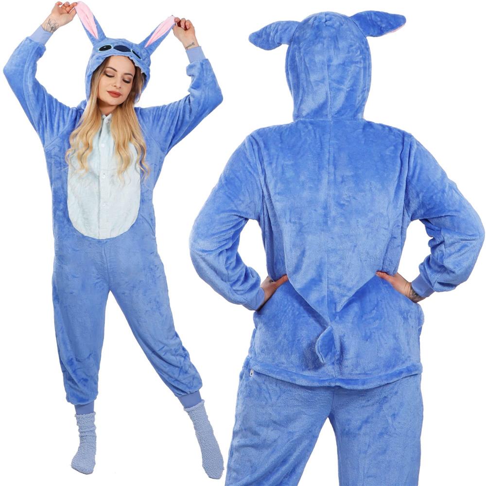 Pijama tip salopeta pentru adulti, model Stitch, marime S