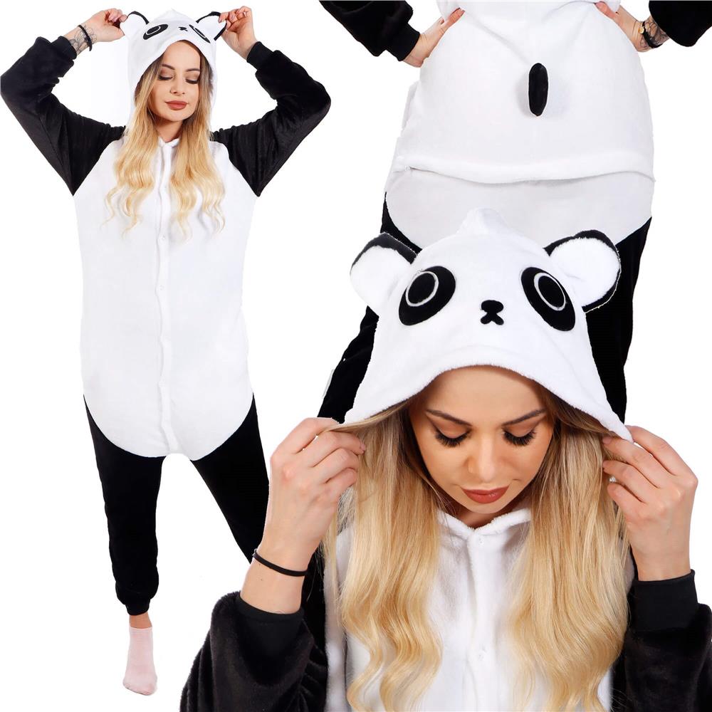 Pijama tip salopeta pentru adulti, model Panda, marime M