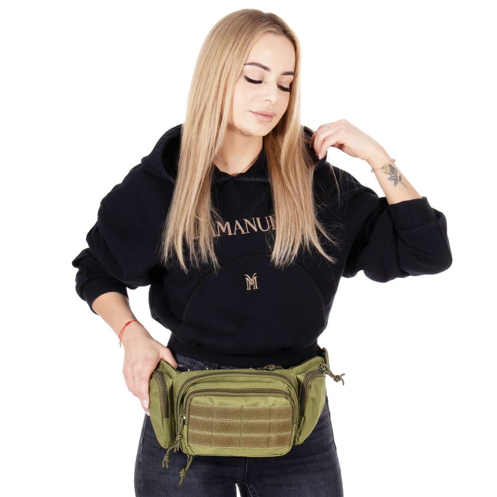 Borseta incapatoare pentru umar sau brau, impermeabila, unisex, 43x15cm, verde