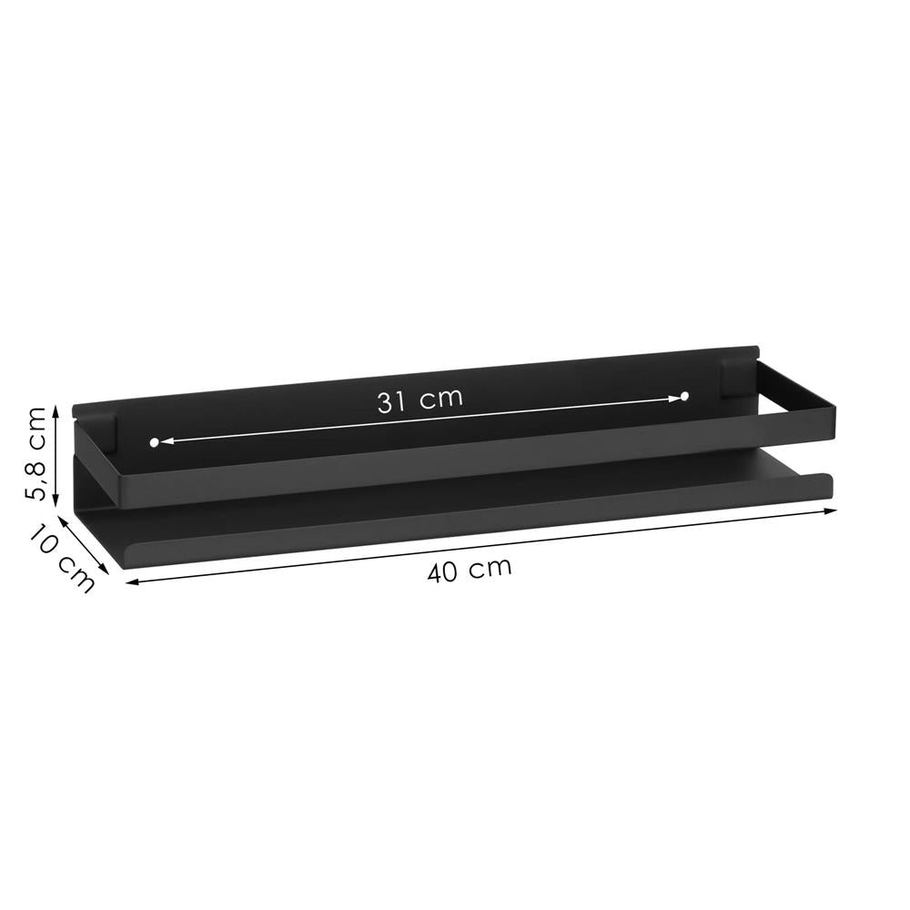 Raft de baie cu 2 sisteme instalare pe perete, aluminiu, 40x10x6cm, negru