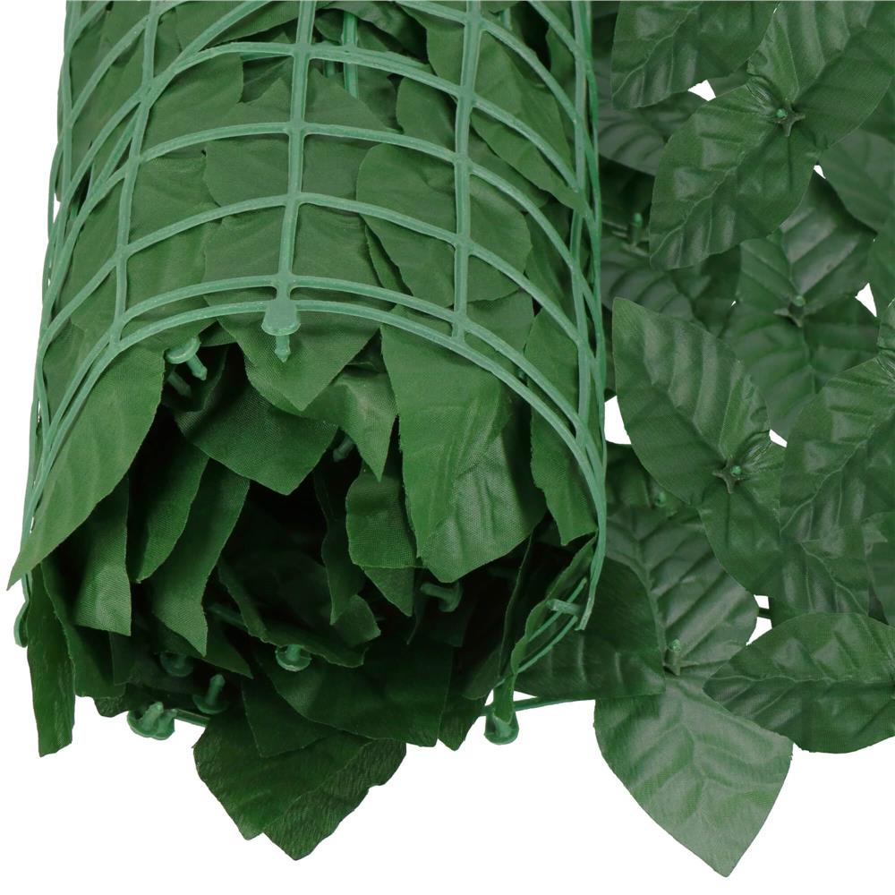 Panou paravan cu frunze artificiale pentru gard sau balcon, 100x300cm, verde inchis