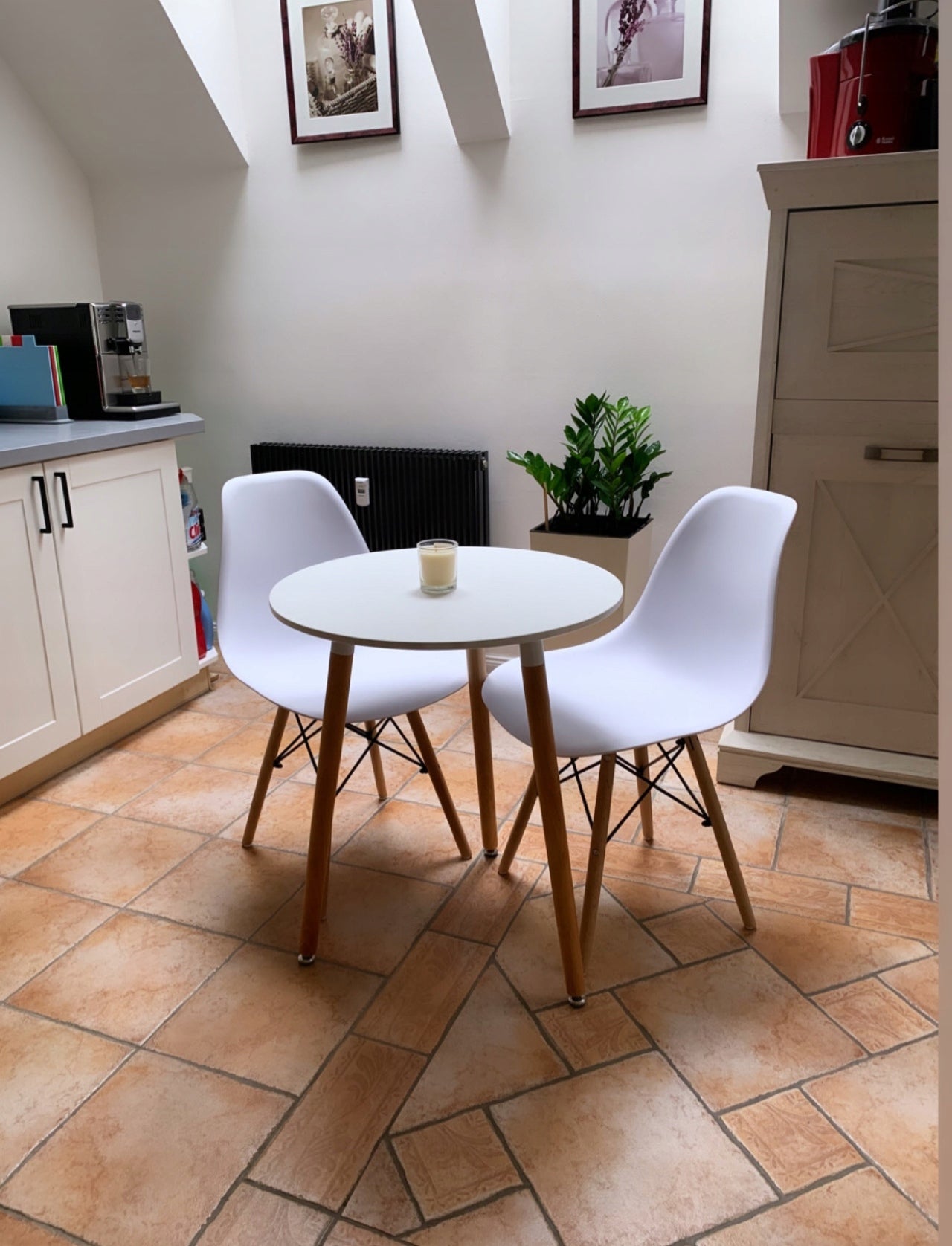 Scaun dining Scandinav pentru bucatarie, 38x42x82cm, alb