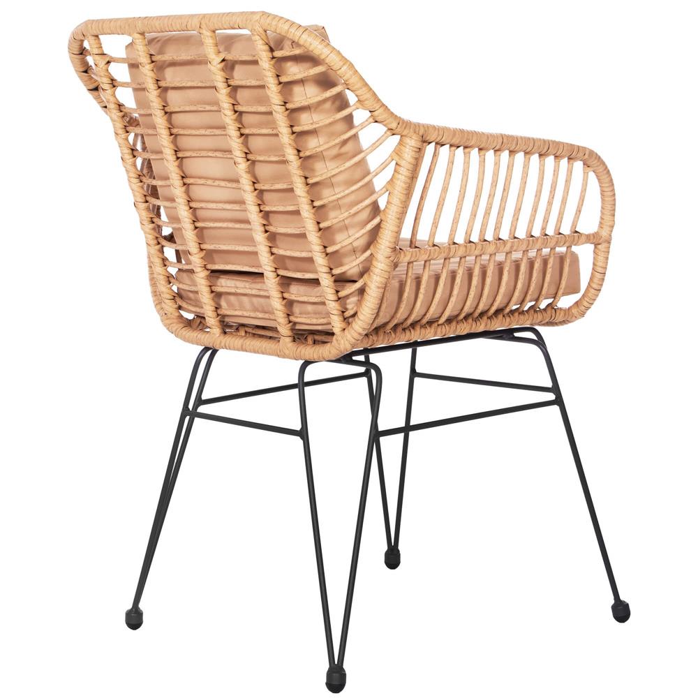 Set mobilier terasa, din tehnorattan, masa cu blat sticla securizata, 2 fotolii cu perne, maro