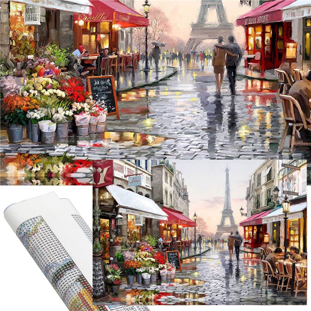 Set de broderie cu diamante 5D, 30x40cm, model Alee in Paris