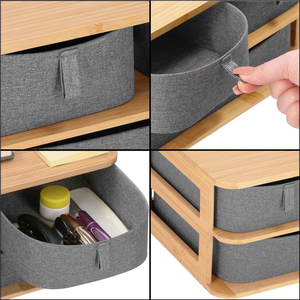 Cutie organizare din bambus, cu 3 sertare detasabile, 16x36x23cm, maro