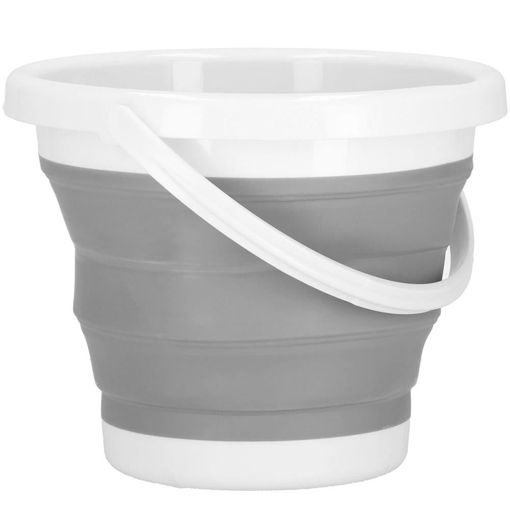 Lighean pliabil, rotund, din plastic si silicon, 31x24cm, 10litri, gri