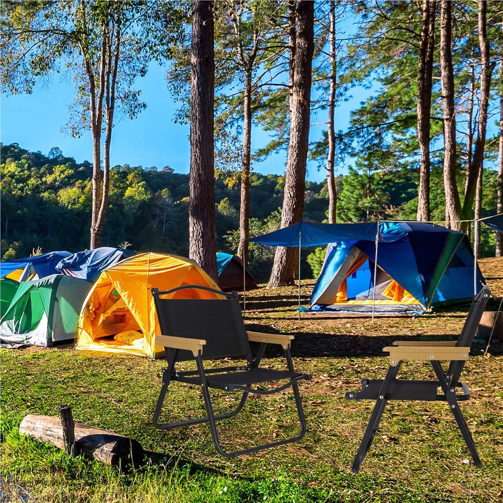 Scaun metalic plabil pentru gradina, camping sau plaja, 50x53x61cm, negru
