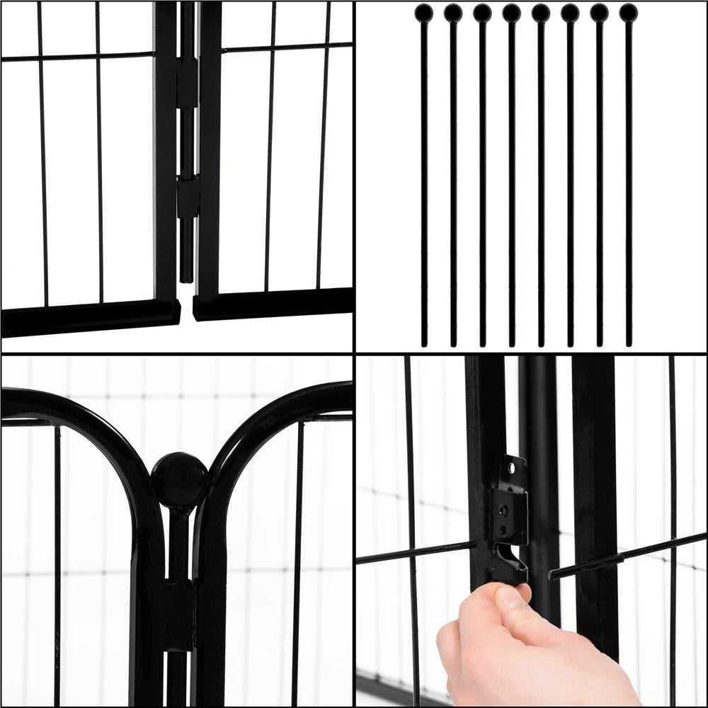 Tarc pentru animale de companie, din fier, forma configurabila, cu usa de acces, 3XL, 165x80x60cm, negru