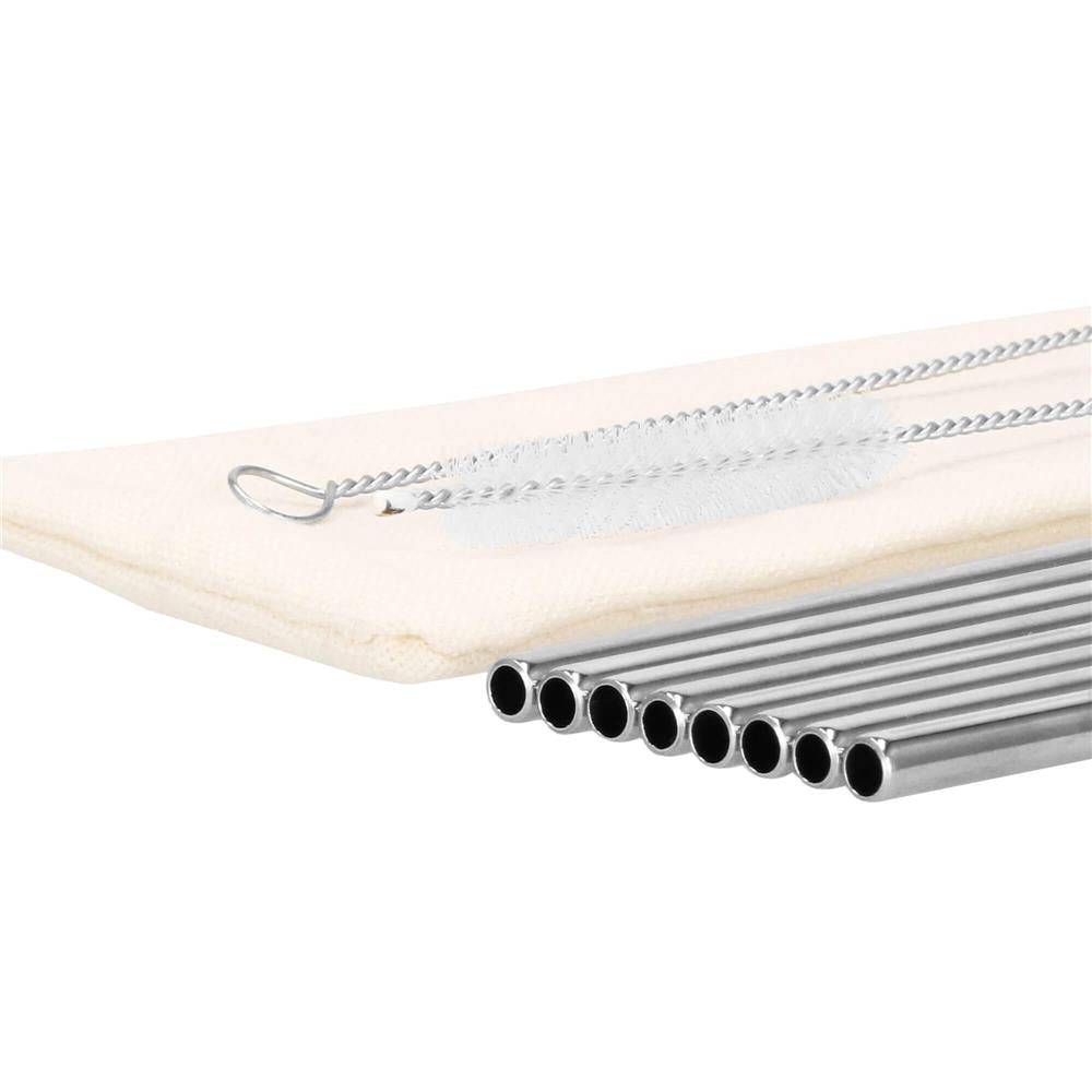 Set 8 paie metalice argintiu, reutilizabile, cu husa depozitare si perii curatat, 215x6 mm