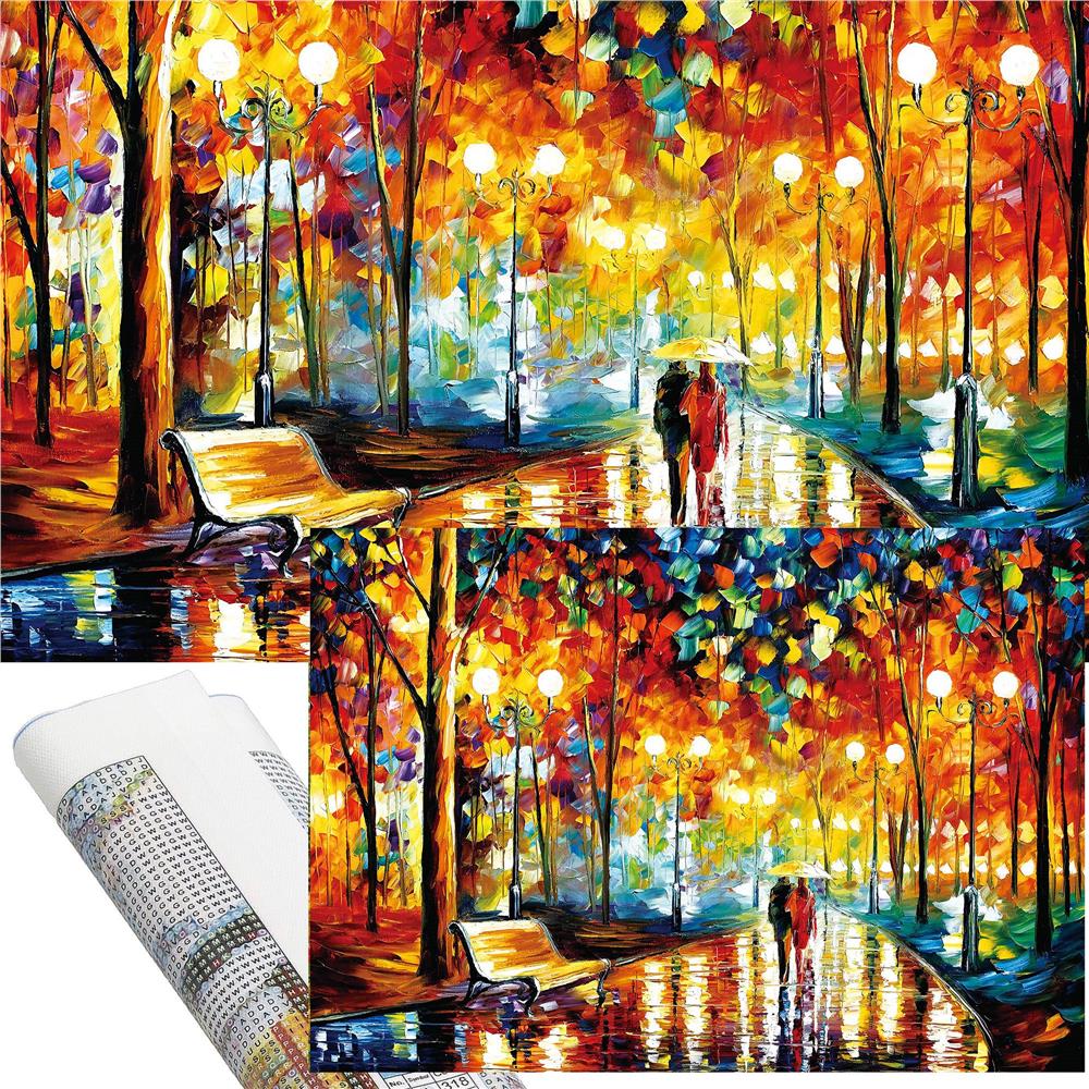 Set de broderie cu diamante 5D, 30x40cm, model Alee in parc
