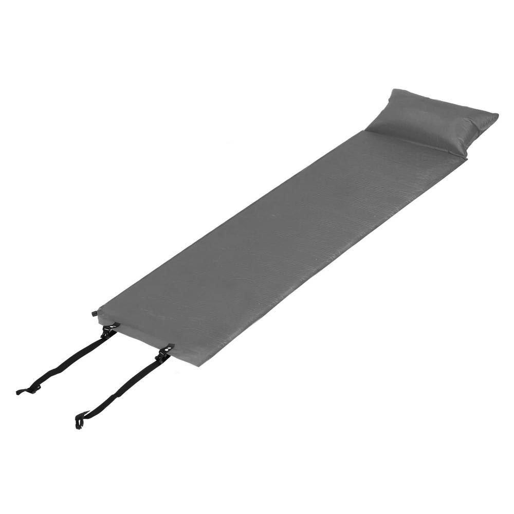 Saltea plabila cu perna din spuma poliuretanica, cu autoumflare, 186x53x2.5cm, gri