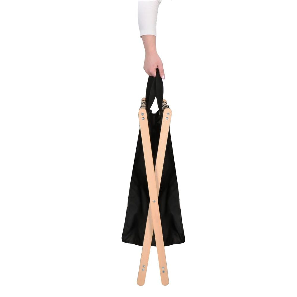 Cos de rufe cu 3 compartimente, cadru din lemn, 67x43x55 cm, 105 litri