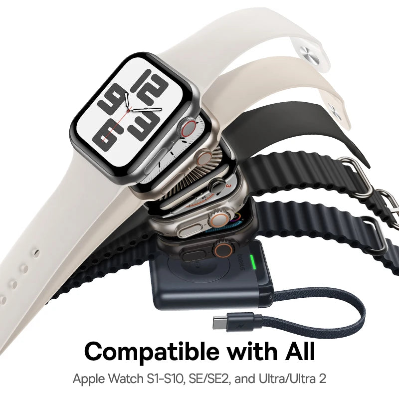 POWER BANK Baseus EnerFill FW11, 1640mAh, compatibil cu Apple Watch, 5W, cablu integrat 1 x USB Type-C, negru, "E0205301" - 6953156298989