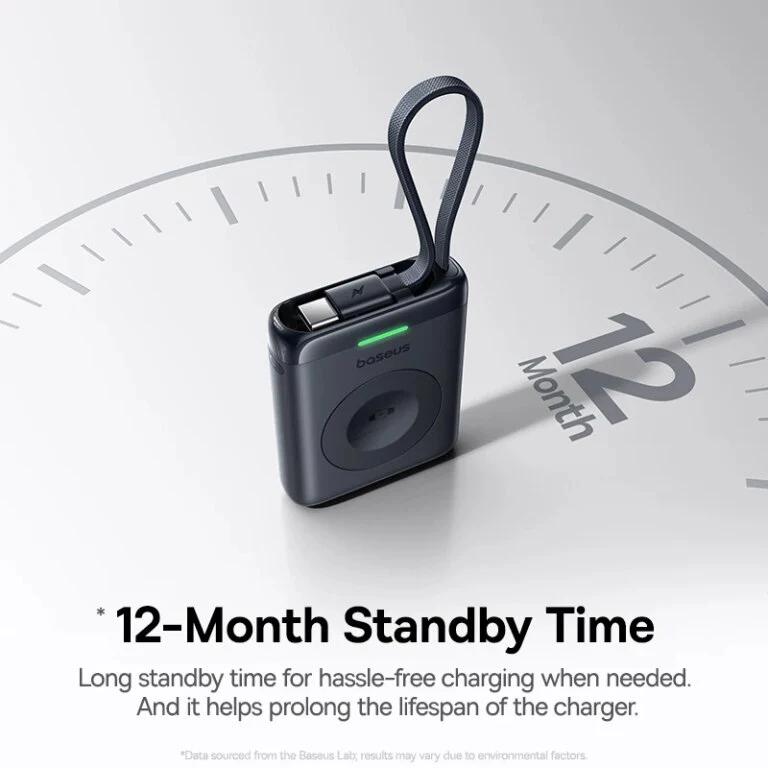 POWER BANK Baseus EnerFill FW11, 1640mAh, compatibil cu Apple Watch, 5W, cablu integrat 1 x USB Type-C, negru, "E0205301" - 6953156298989