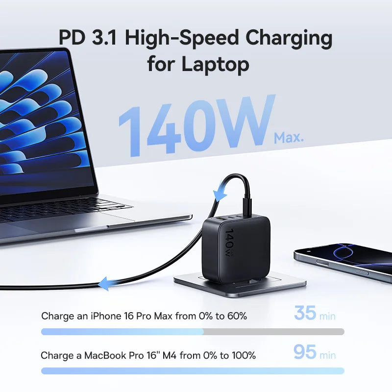 INCARCATOR retea Baseus EnerFill FH11, Quick Charge 140W, 3 x USB Type-C, 1 x USB, negru "E0121J00" - 6932172698812