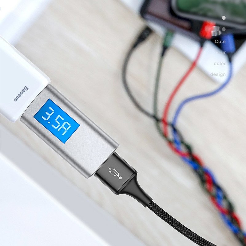 CABLU alimentare si date Baseus, Fast Charging Data Cable pt. smartphone, 4 in 1, USB la 2 x USB-C /1 x Lightning / 1 x microUSB, 1.2m, braided, negru "CA1T4-B01" (include TV 0.18lei) - 6953156278493