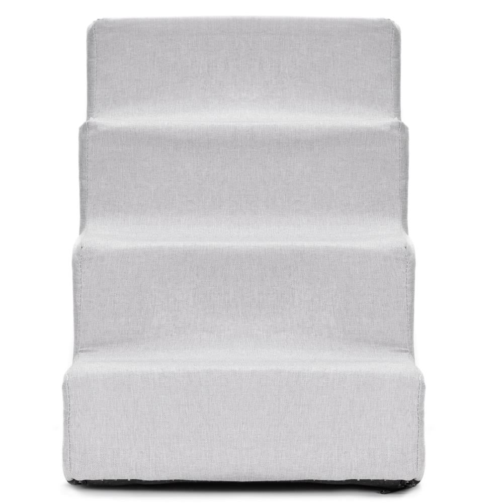 Scara pentru animale de companie, caini sau pisici, 4 trepte, antiderapanta, husa detasabila, inaltime 40 cm, gri deschis