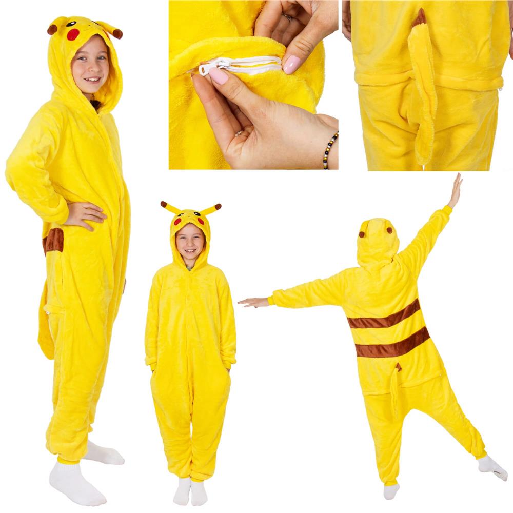 Pijama tip salopeta pentru copii, model Pikachu, marime 130-140 cm