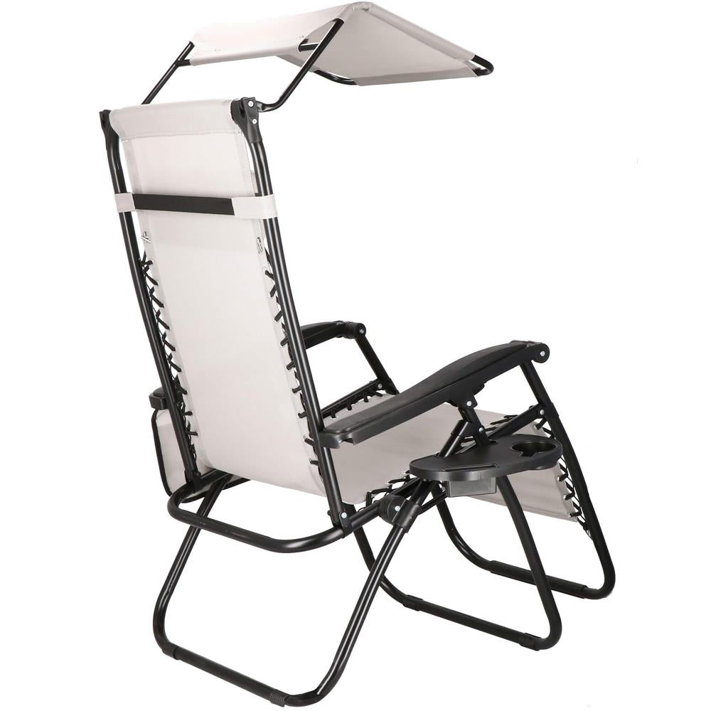 Sezlong pliabil SERSIMO GC11, Relax Zero Gravity cu parasolar, 175cm, gri