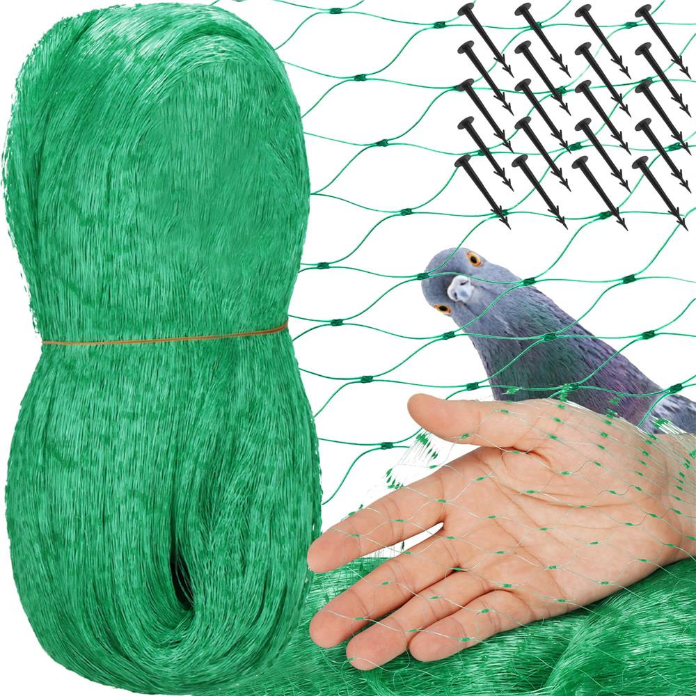 Plasa anti pasari 8x20m din polietilena, cu pini de fixare, verde