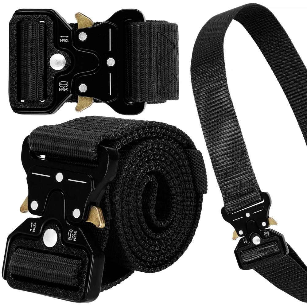Curea centura Tactical Combat pentru barbati 3.5 x 125 cm, rezistent, negru