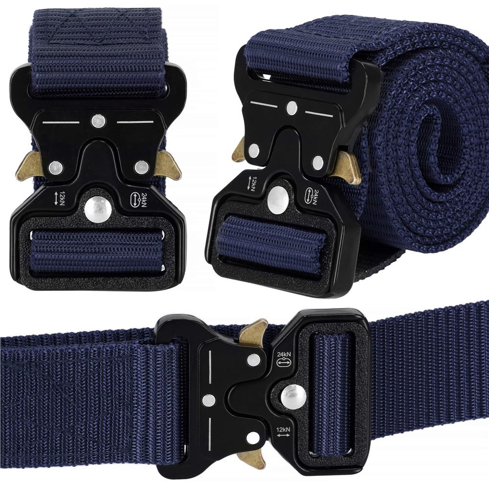 Curea centura Tactical Combat pentru barbati 3.5 x 125 cm, rezistent, albastru inchis