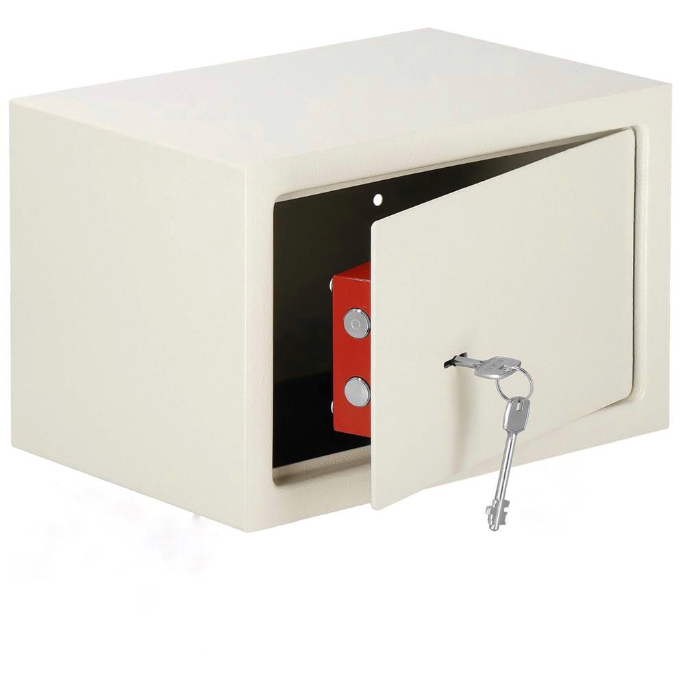 Seif standard cu cheie, 200x310x200 mm, Otel, Bej