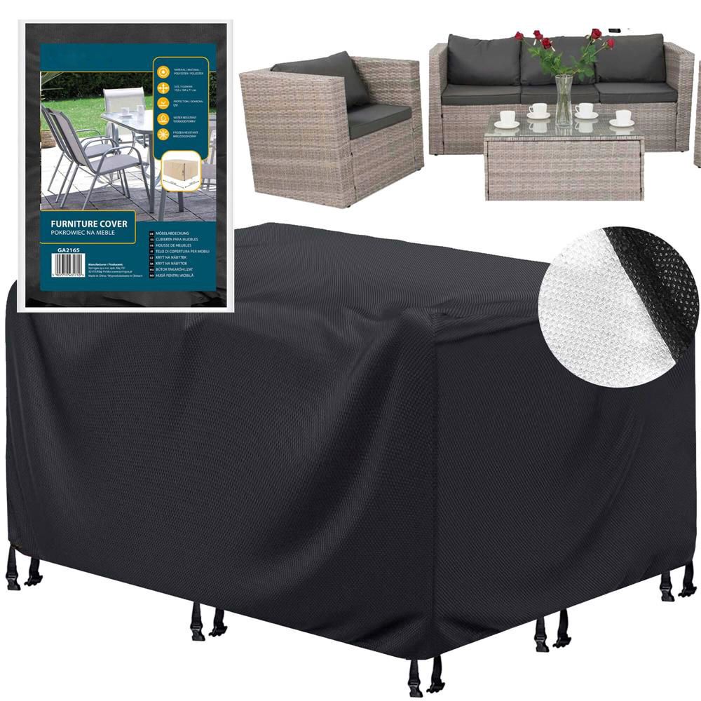 Husa mobilier gradina, impermeabila, cu protectie UV, 152x104x71cm, negru