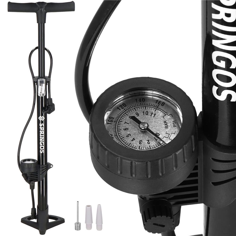 Pompa bicicleta cu manometru, accesorii umflare mingi si articole gonflabile, 160PSI, aluminiu, 60cm