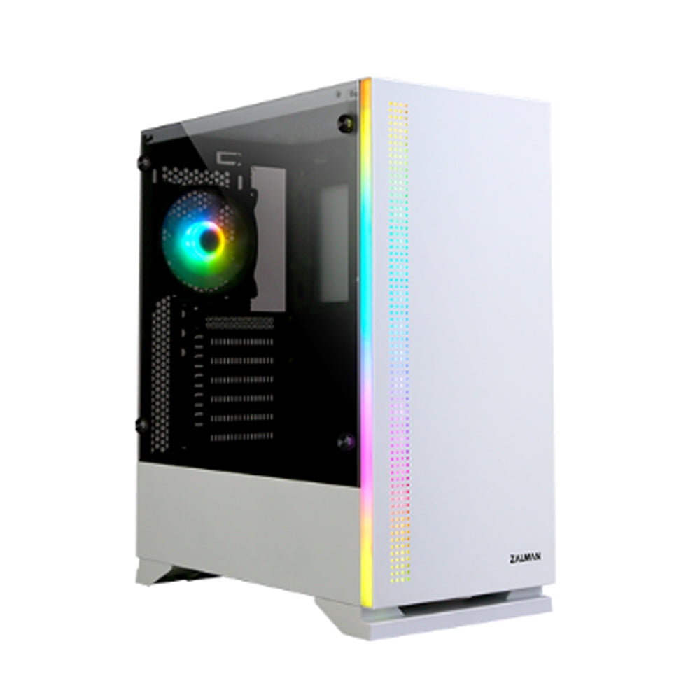 CARCASA Zalman "S5", middle tower, gaming, fara sursa, suporta 8xfan, 2xfan inclus, PSU shroud, USB 3.1 gen1 x 1, USB 2.0 x 2, audio+mic, 7 sloturi expansiune, alb, "S5 WHITE"