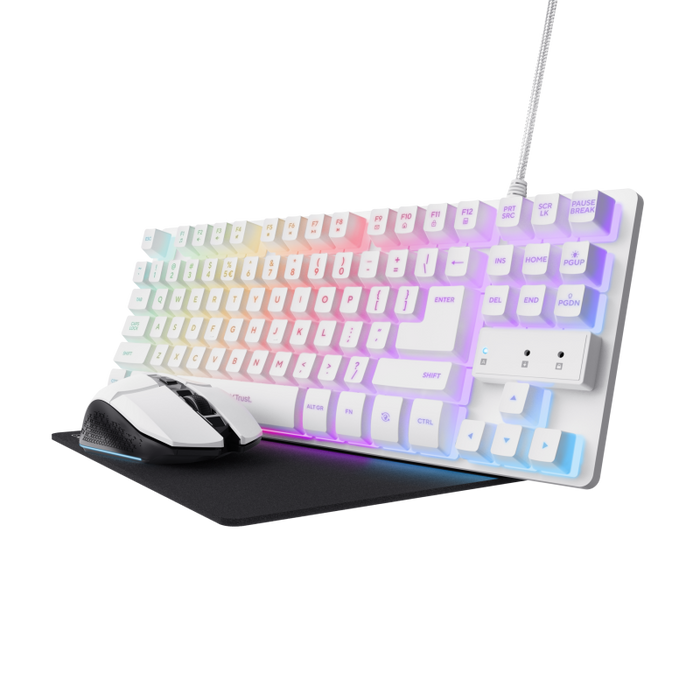 Tastatura Mecanica Gaming Trust GXT 794W 3-in-1 Gaming Bundle, RGB, USB, Alb