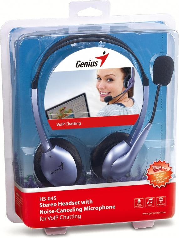 CASTI Genius, "HS-04S", cu fir, standard, utilizare multimedia, microfon pe brat, conectare prin Jack 3.5 mm x 2, negru, "31710025100", (timbru verde 0.8 lei)