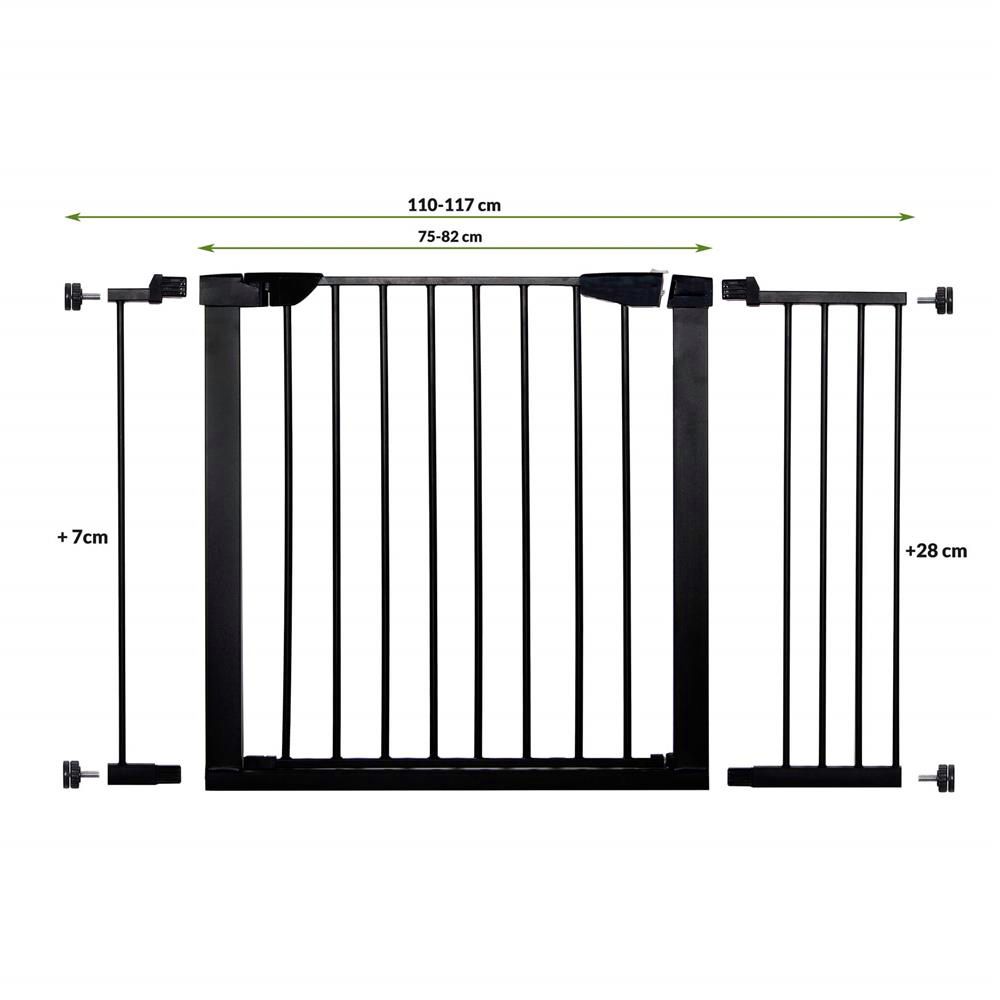Poarta de siguranta Safety Gate pentru scari, ajustabila 110-117 cm, din otel, neagra