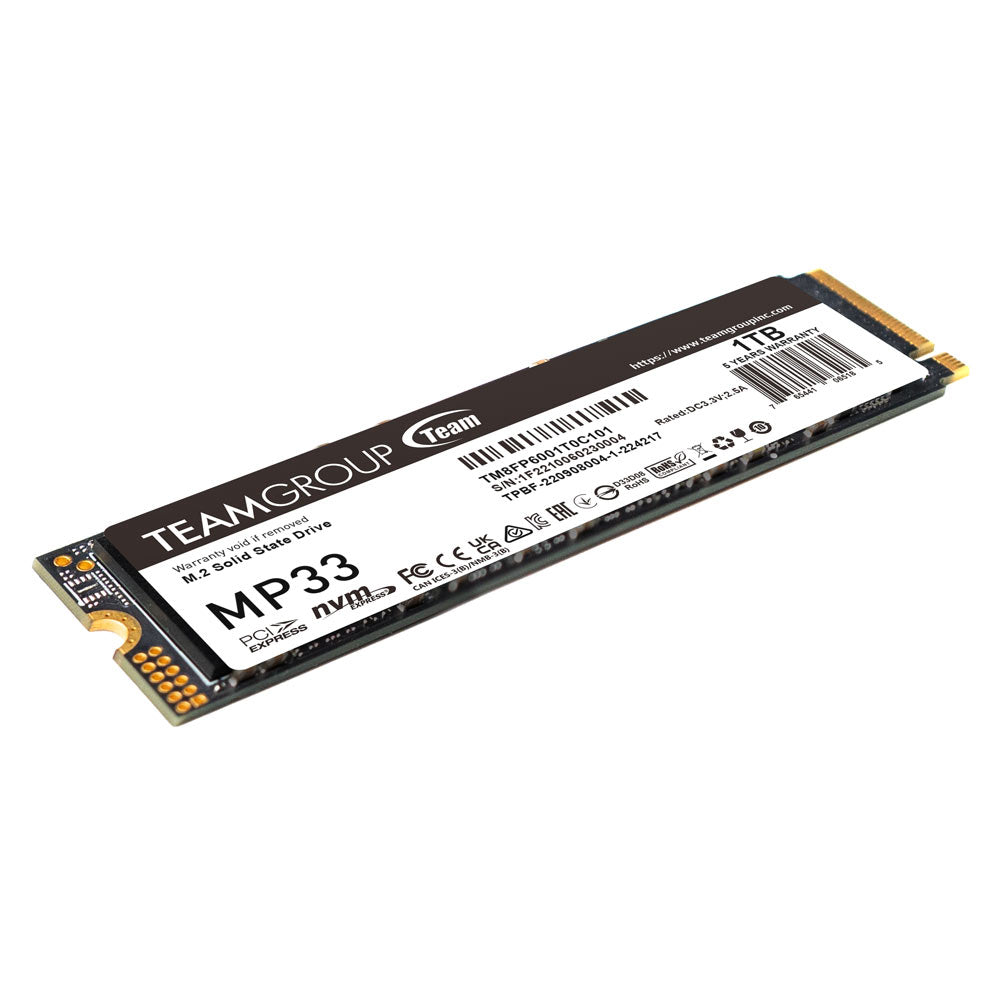 SSD TEAMGROUP MP33, 1TB, PCIe Gen3x4 M.2 2280, 3D TLC NAND NVMe, R/W: 1800/1500 MB/s, "TM8FP6001T0C101"