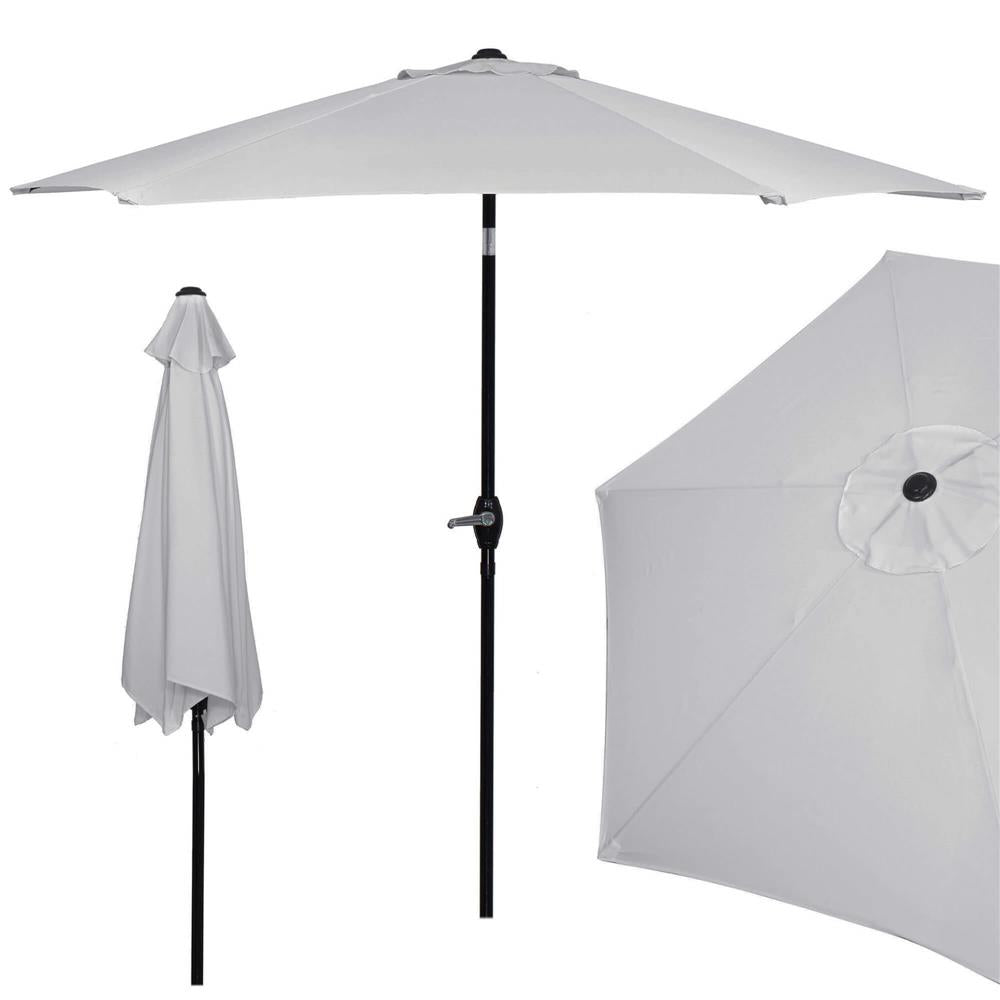 Umbrela terasa gradina, cu manivela si inclinare, diametru 260cm, gri