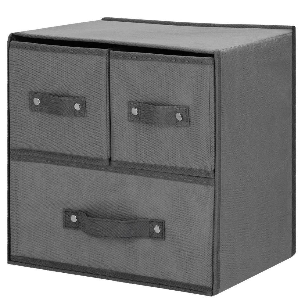 Organizator dulap tip lada cu 3 sertare, 31x31x22cm, gri inchis